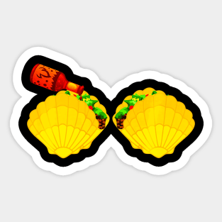 Mermaid Shell Shirt Taco Bra & Spicy Chili Sauce Sticker